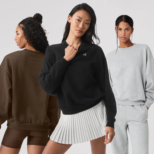 Yoga Pullover Round Neck Cotton Comfortable Solid Color Long Sleeve Hoodie Casual Top Unisex