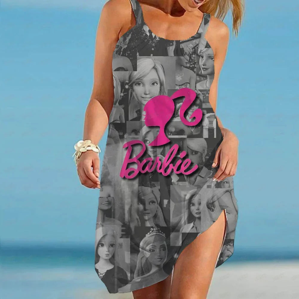 Casual Barbie Beach Dress for Women Summer Knit Mini Loose Fit