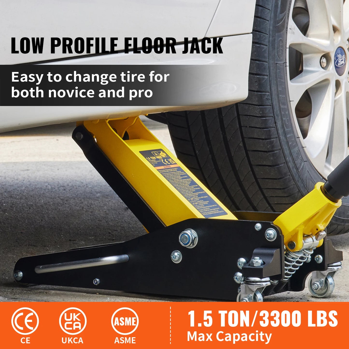 SucceBuy Car Jack 1.5-3T Floor Jack Aluminum&Steel Racing Jack W/ Single Pistons Quick Lift Pump Tire Change Lifting Repair Tool