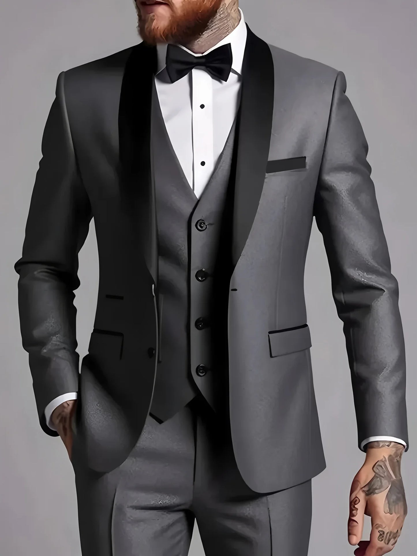 Jacket Vest Pants Solid Color Men's Formal Business Office Suit Groom Wedding Dress Party Blazer Waistcoat Trousers Tuxedo
