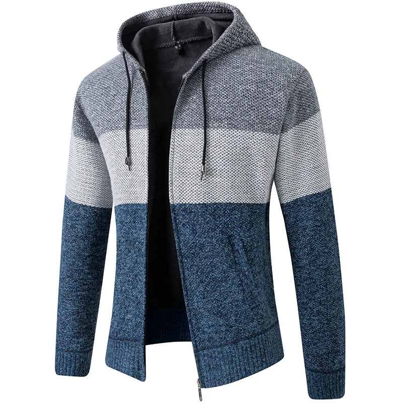 ENWEIGECN Velvet Padded Hooded Cardigan Sweater For Men