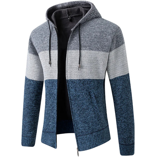 ENWEIGECN Velvet Padded Hooded Cardigan Sweater For Men