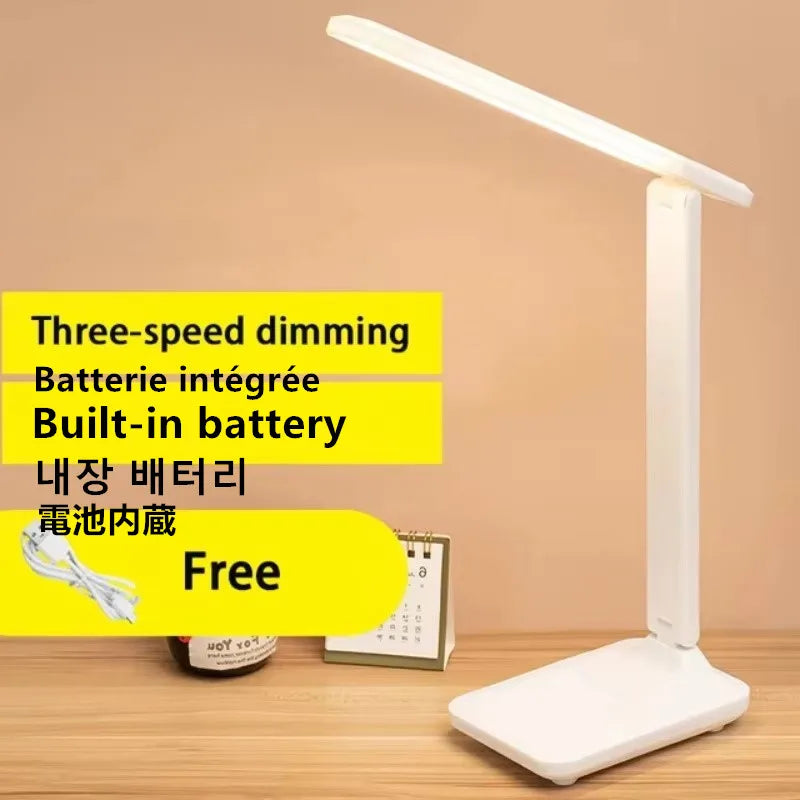 Folding Table Lamp Eye Protection Touch Dimmable LED Desk Lamp for Bedroom Bedside Study and Student Reading USB Plug-in Night Light