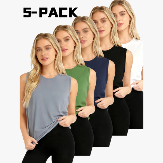5-Pack Women's Plus Size Tank Tops | Stretchy, Breathable & Comfortable, Ideal for Daily Wear, Layering & Workout