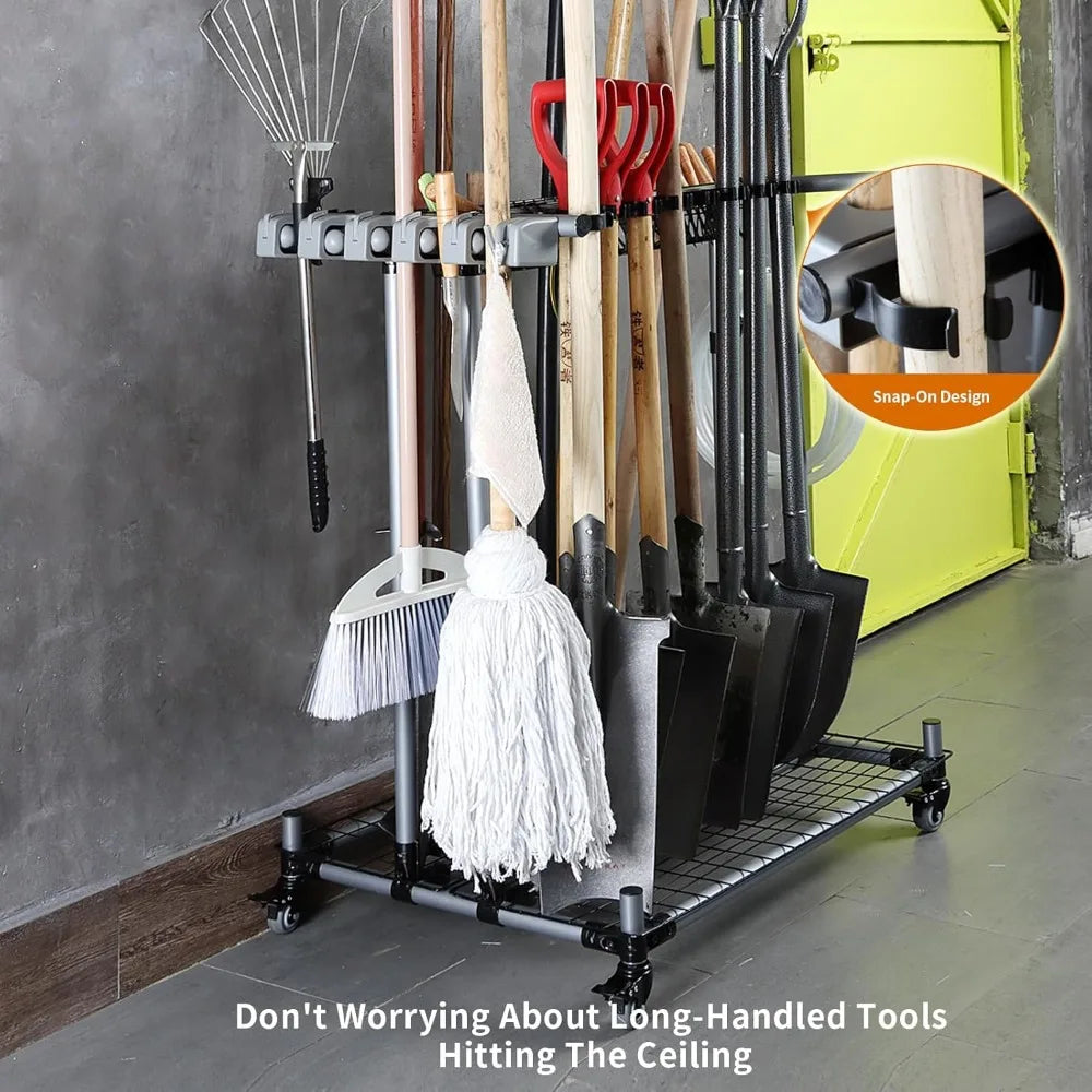 Heavy Duty Garden Tool Organizer Garage Storage Holder Large Long Farming Tools Lawn Tool Metal Rack Shovel Rake Organizer