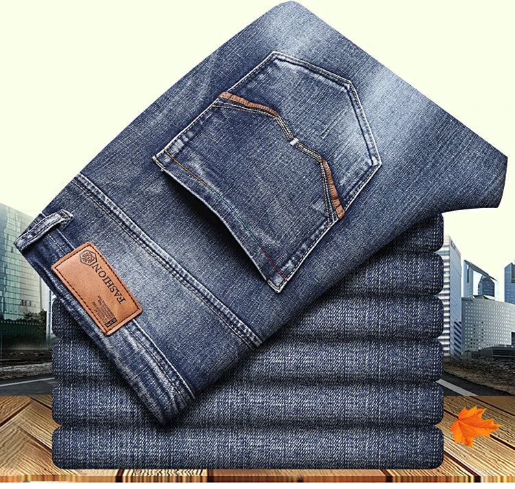 KUBROCN Men Vintage Straight Leg Embroidered Jeans Casual