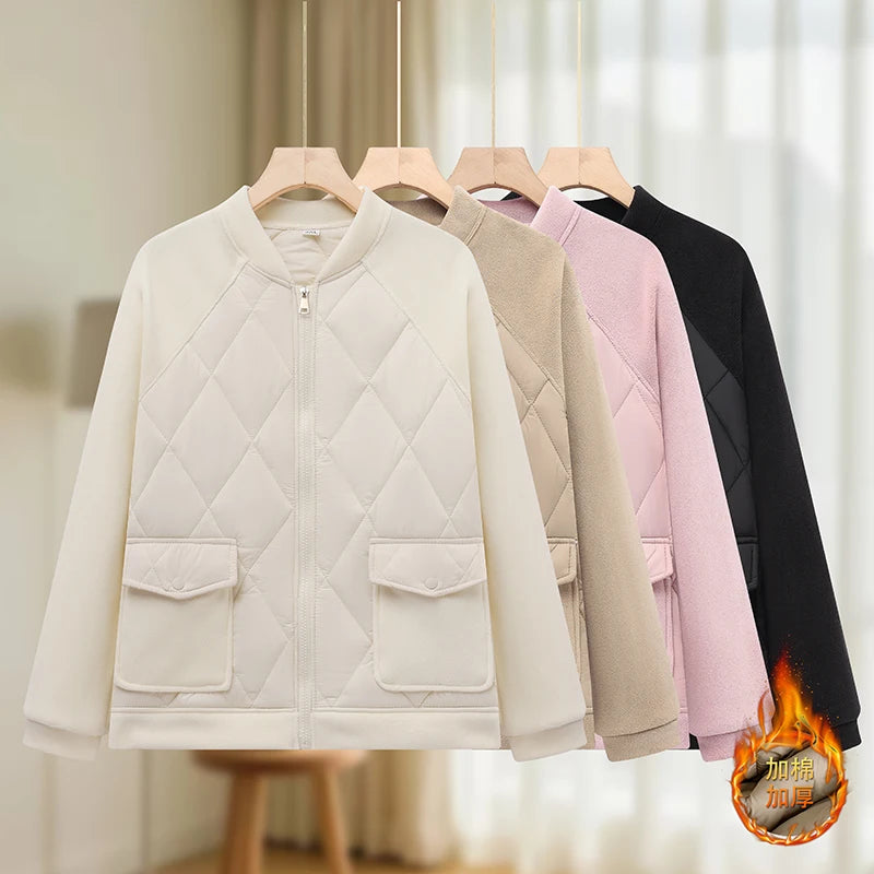 Autumn Winter Classic Fleece Jacket 2025 Women's Clothing Zipper Sweatshirt Warm Long Sleeve Thick Plus Size Woolen Sweater