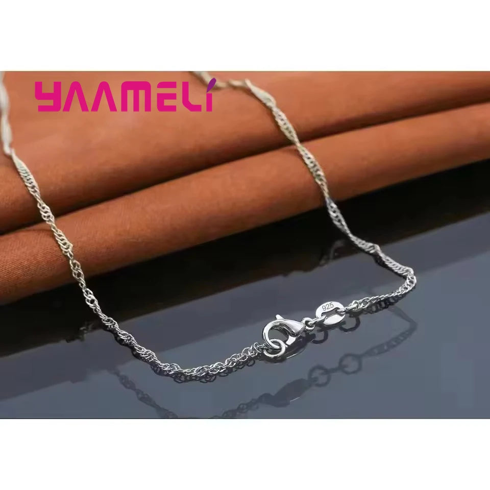 925 Sterling Silver Color Bridal Jewelry Set Classic Cubic Zircon Crystal Pendant  Necklace Stud Earrings for Women Girls Gift