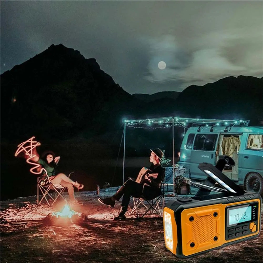 4000mAh Portable Emergency Solar Power Radio Hand Crank Charging AM FM Weather Radio LED Reading Flashlight Phone Charger