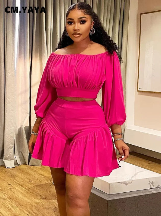CM YAYA Plus Size Women's Long Sleeve Set Regular Fit O Neck Knit Polyester Spandex