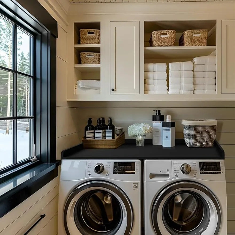 Washer Dryer Countertop Melamine Countertop with Edge Rails 27.5 Inch Depth X 54 Inch Width Laundry Room