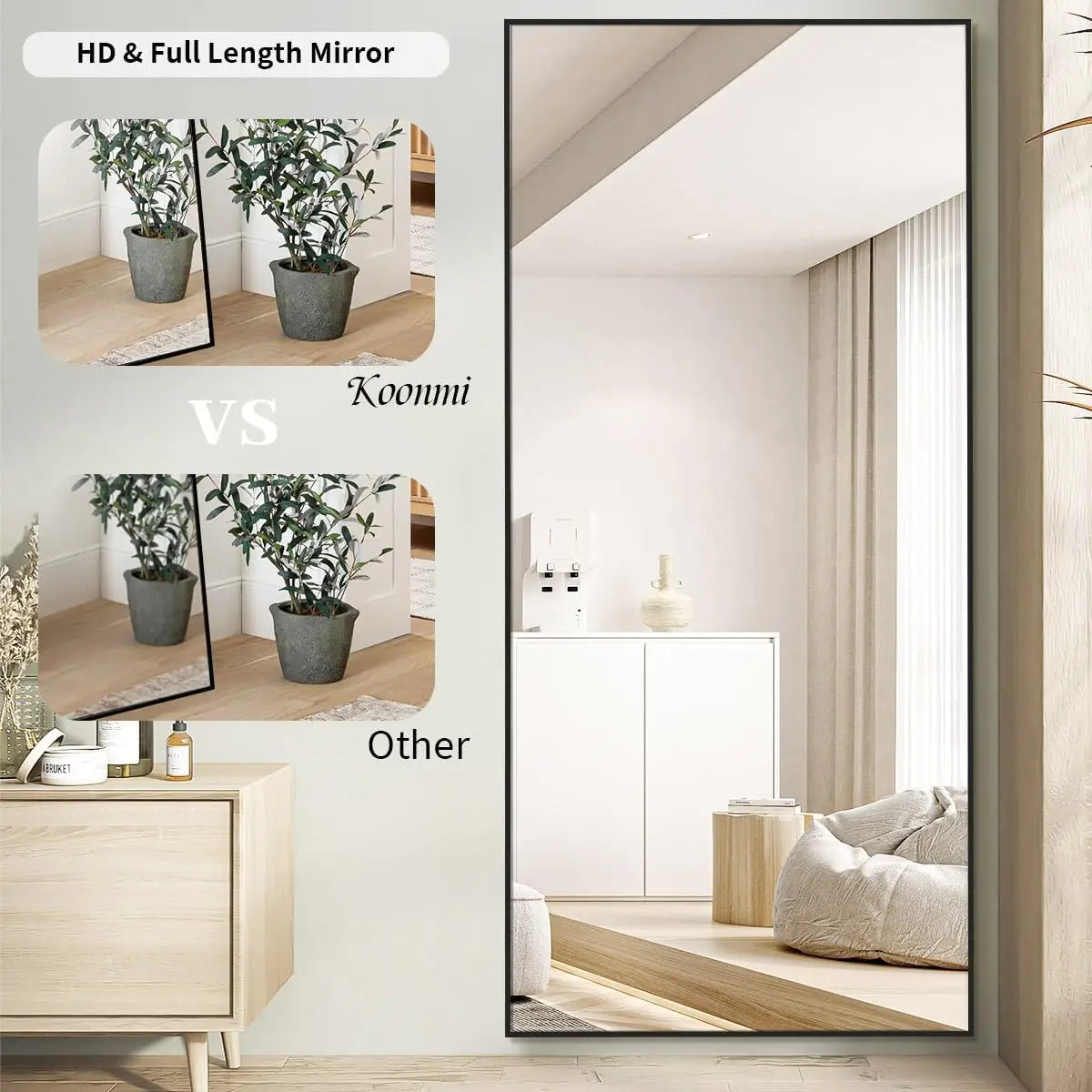 Large Full Length Mirror 76x34 Inches Modern Minimalist Home Furniture