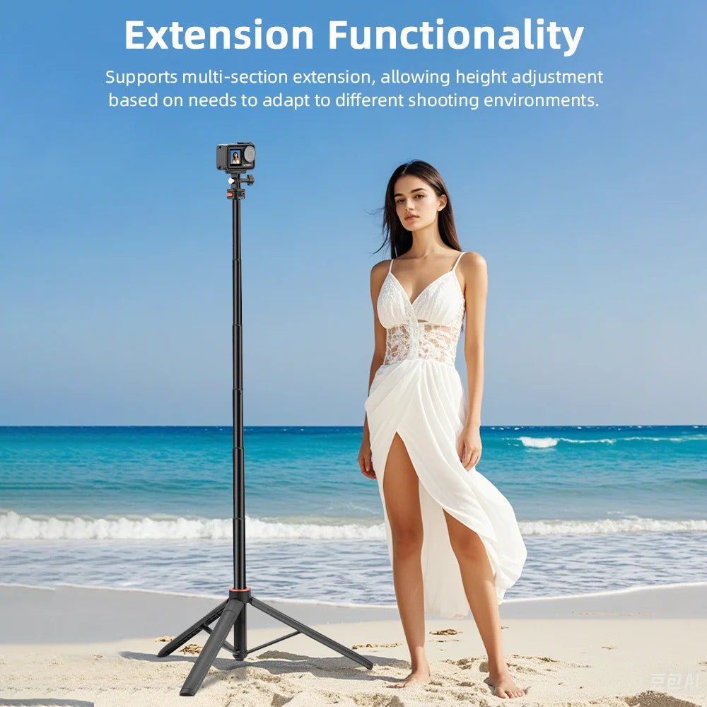Flymile Selfie Sticks Tripod 31.5-163CM Holder for DJI Pocket 3/Action 5 Pro/Insta360 X5/Ace Pro 2/Gopro 13/ Camera Accessories