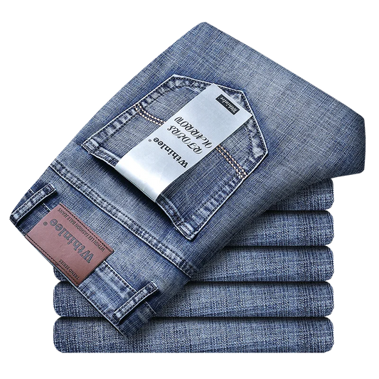 Wthinlee Business Men's Straight Stretch Jeans Casual Denim Trousers Classic Blue Black Fashion Brand Clothing