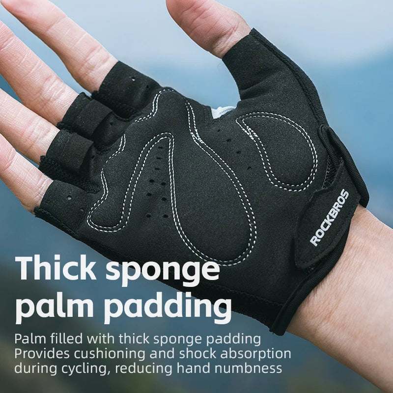 Rockbros Half Finger Bike Gloves Summer Breathable Anti Slip SBR Pad Shockproof MTB Road Bicycle Cycling Gloves