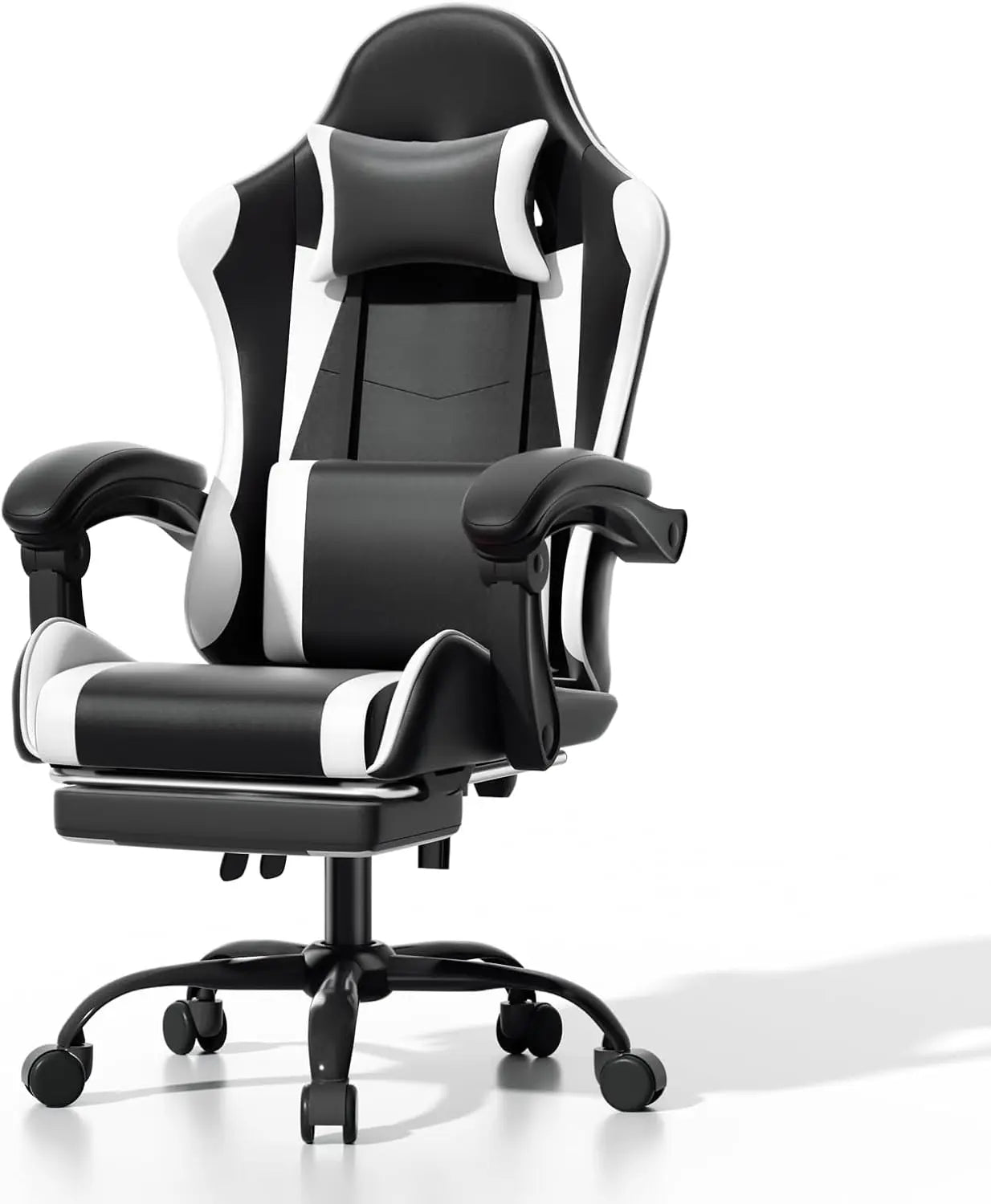 Athena Collection Carbon Fiber Black Gaming Chair - Ergonomic with Footrest Headrest Lumbar Support Height Adjustable Swivel