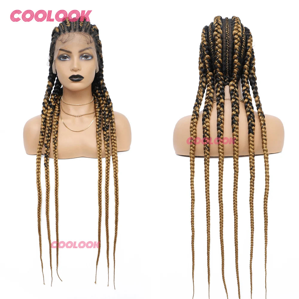 360 Full Lace Cornrow Braided Wigs For Black Women Synthetic Knotless 20 Inch Glueless Braided Wig With Baby Hair