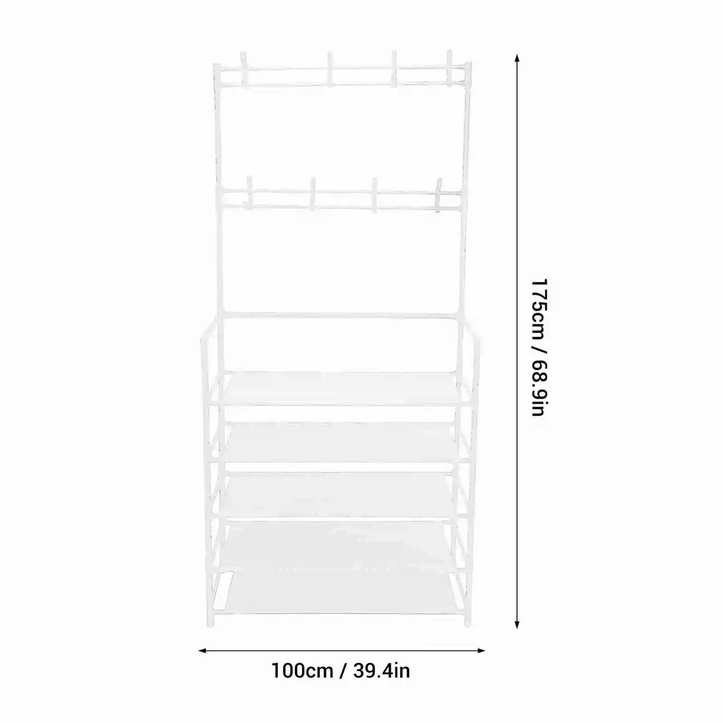 Coat Rack Stand 2 In 1 Entryway Clothes Hanging Organizer Metal Stable Load Bearing with Hooks for Entrance Hall Bedroom Office