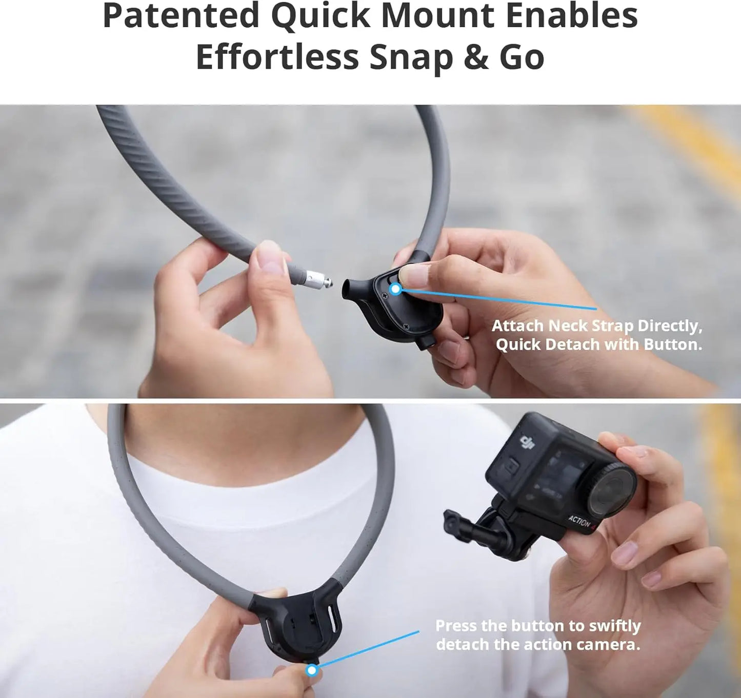 PGYTECH Caplock Neck Hold Mount Chest Mount For GoPro 12/11/10 Insta360/DJI Osmo Action Silicone Action Camera/Phone Accessories