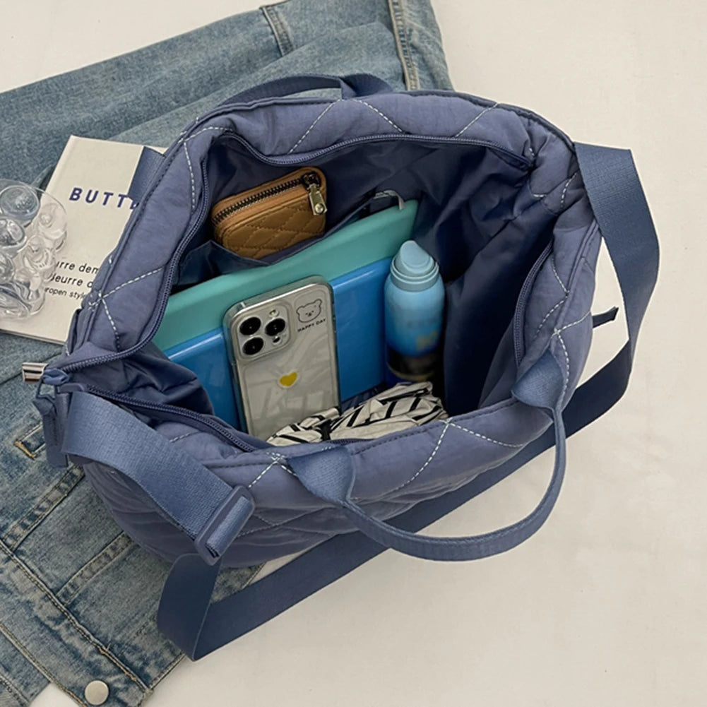 Women Quilted Tote Bag Lightweight Puffer Hobo Handbag Large Capacity Padded Shoulder Bag Satchel Travel Bag Commuting Bag