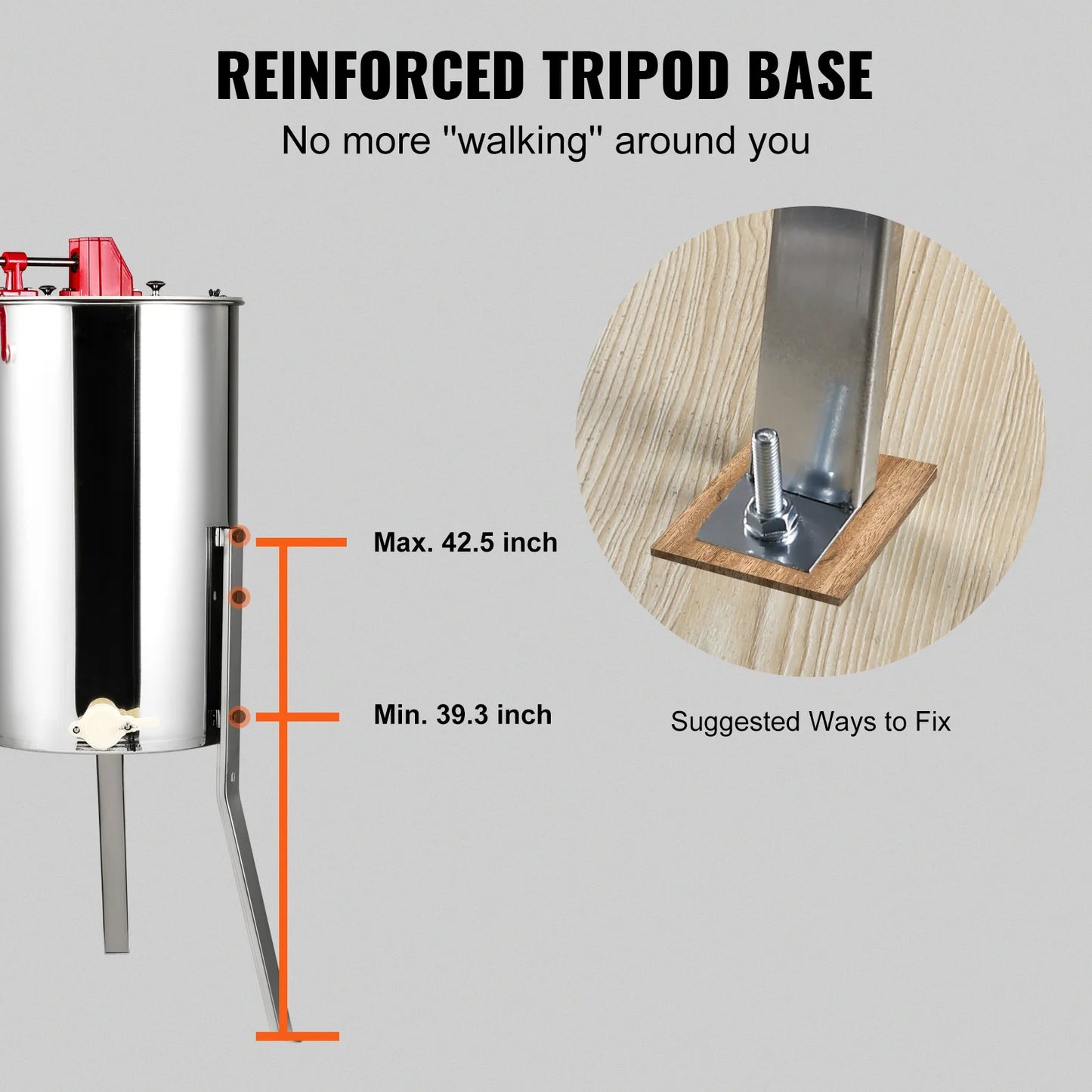 SucceBuy Manual Honey Stainless Steel Beekeep Extractor Honeycomb Drum Spinner with Lid Adjustable Apiary Centrifuge Equipment