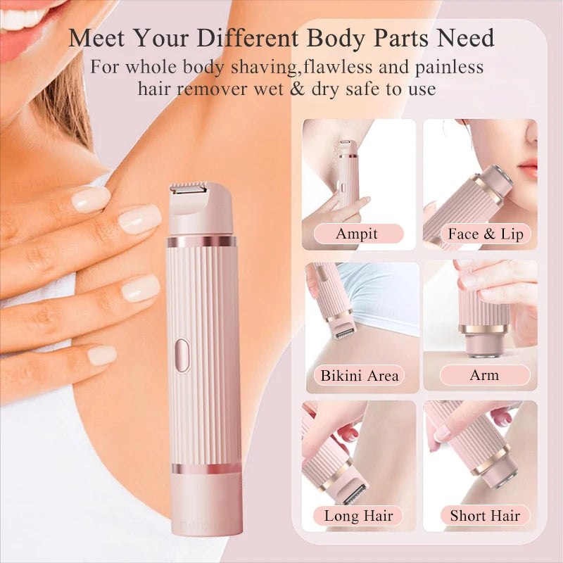 Electric Razor for Women Rechargeable Bikini Trimmer Body Epilator Shaver for Private Area Underarm Legs and Facial Hair Removal