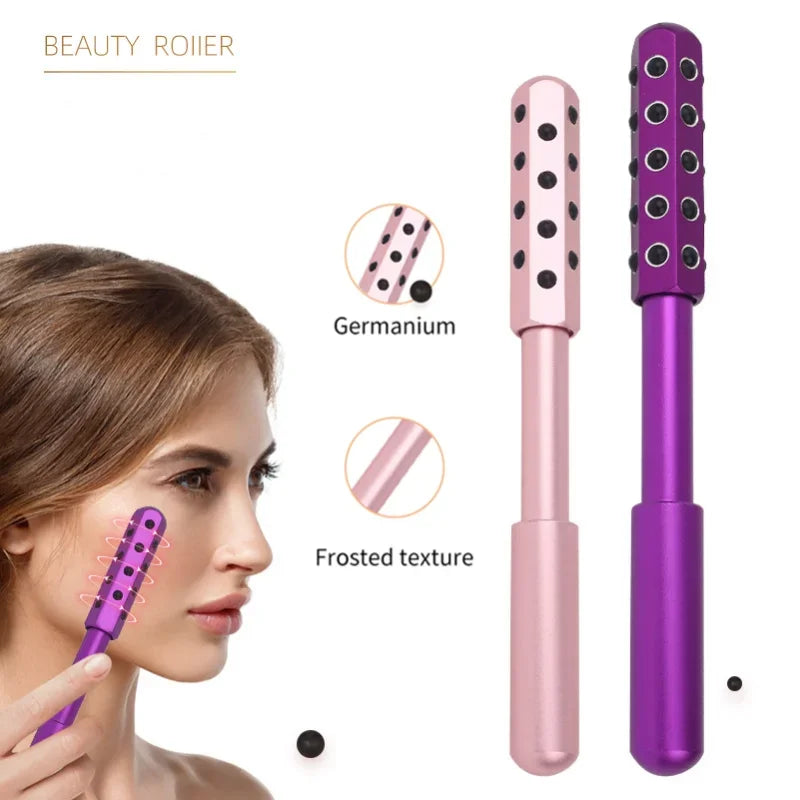 24 Germanium Face Massage Roller Stick Gua Sha Massager for Women Skin Care Beauty Tool