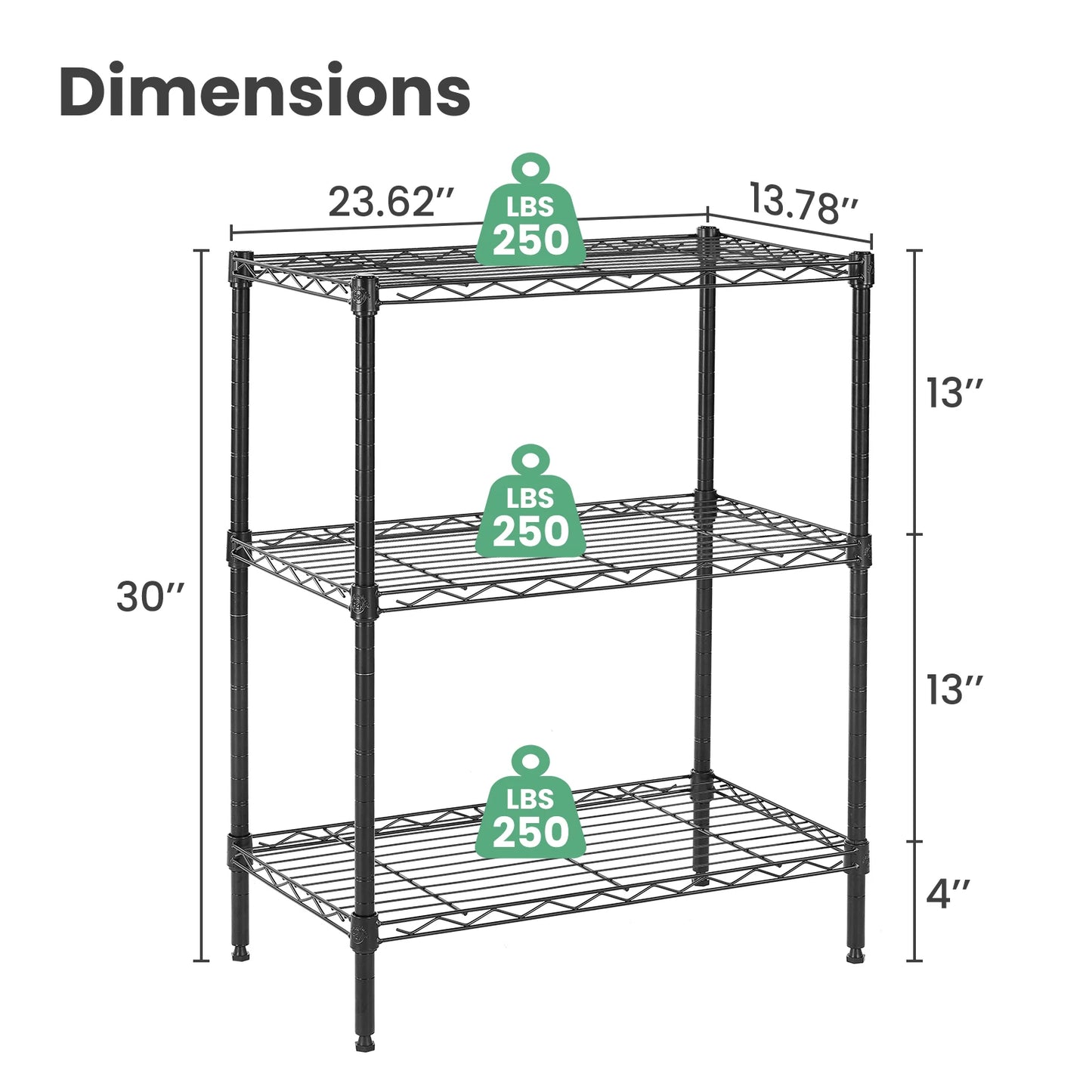 JHK Adjustable Three Five Tier Metal Wire Storage Bookshelf