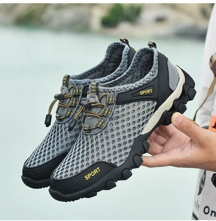 Summer Men's Mesh Sports Shoes Breathable Lightweight Anti Slip Outdoor Running Casual Hiking Shoes