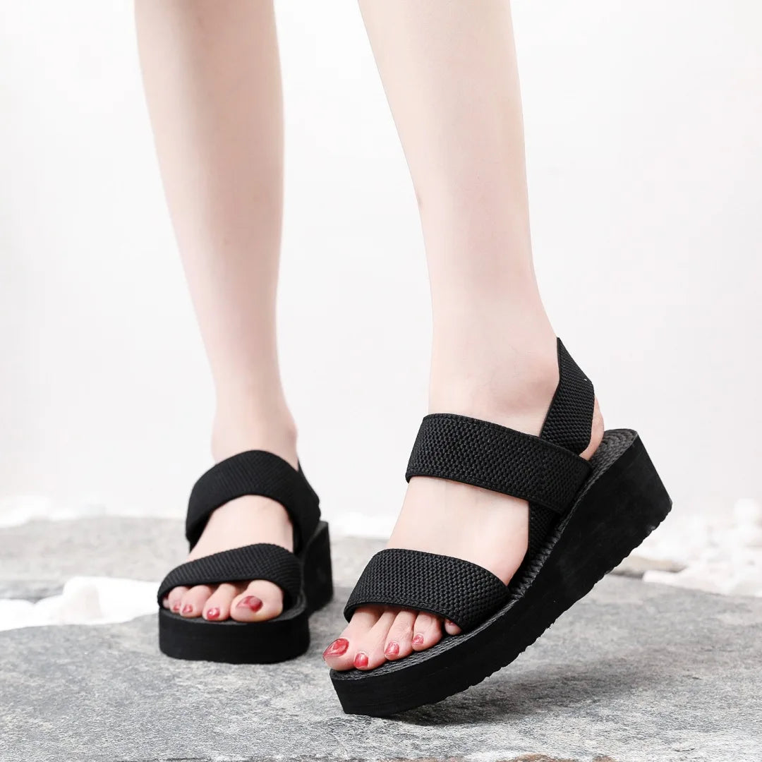 New Minimalist Slingback Wedge Sandals Lightweight Slides for Women Summer Solid Color Thick Bottom Ladies Shoes