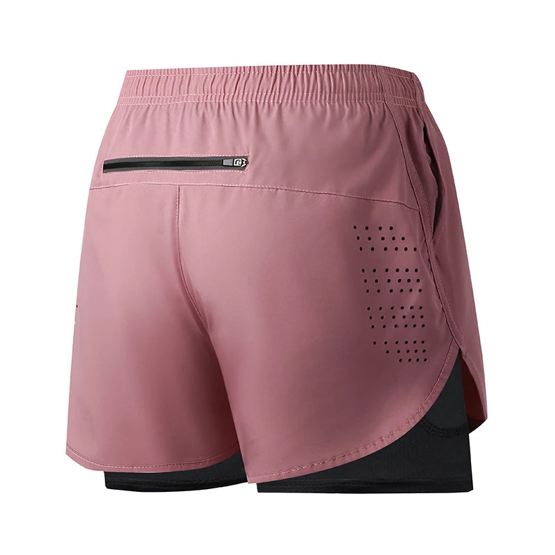 Men's Quick Drying Black Running Shorts Double Layer Fitness Workout Training Pants