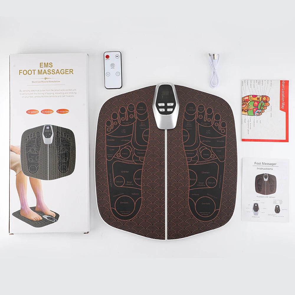 Foot Massage Pad for Improved Blood Circulation and Muscle Relaxation Rechargeable Foot Massager Mat with 8 Modes and 19 Levels of Intensity