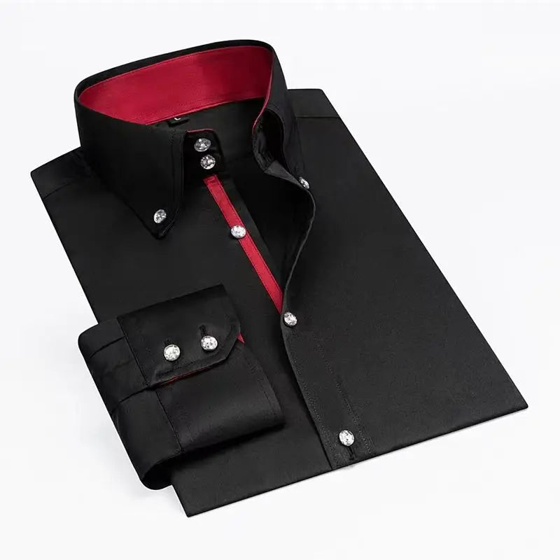 Premium Quality White Dress Shirts for Men Non Iron Wrinkle Resistant Long Sleeve Solid Cotton Polyester