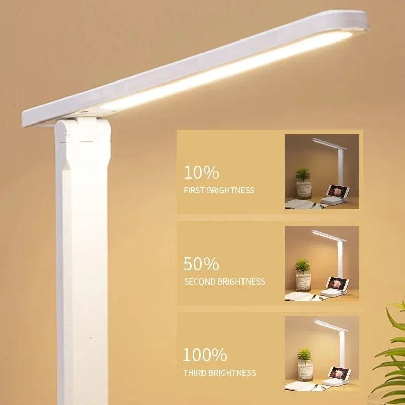 Folding Table Lamp Eye Protection Touch Dimmable LED Desk Lamp for Bedroom Bedside Study and Student Reading USB Plug-in Night Light