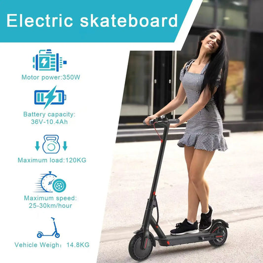 E Scooter Foldable Waterproof Adult Electric Scooter 8.5 Inches Explosion Proof Tire 36V 350W 10.4Ah Configuration
