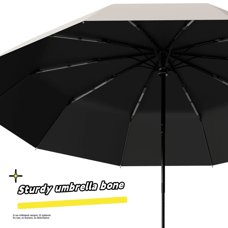 Extra Large Reinforced Wind Resistant Rain Resistant Dual Purpose UV Resistant Fully Automatic Ring Buckle Umbrella