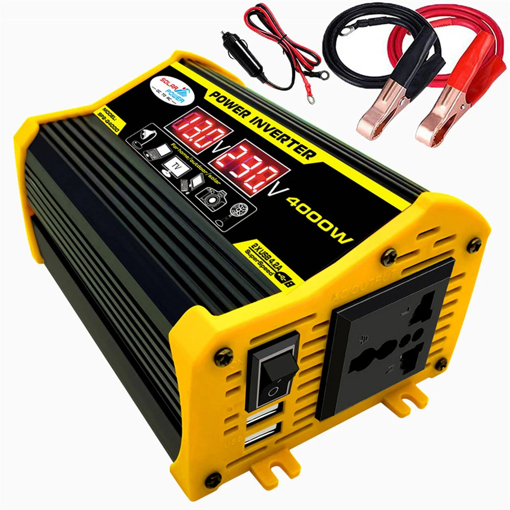 Portable Inverter Car Power Inverters DC 12 Volt To AC 110/220 Volt Transformer 4000W Modified Sine Wave Inverter USB Auto Inverters