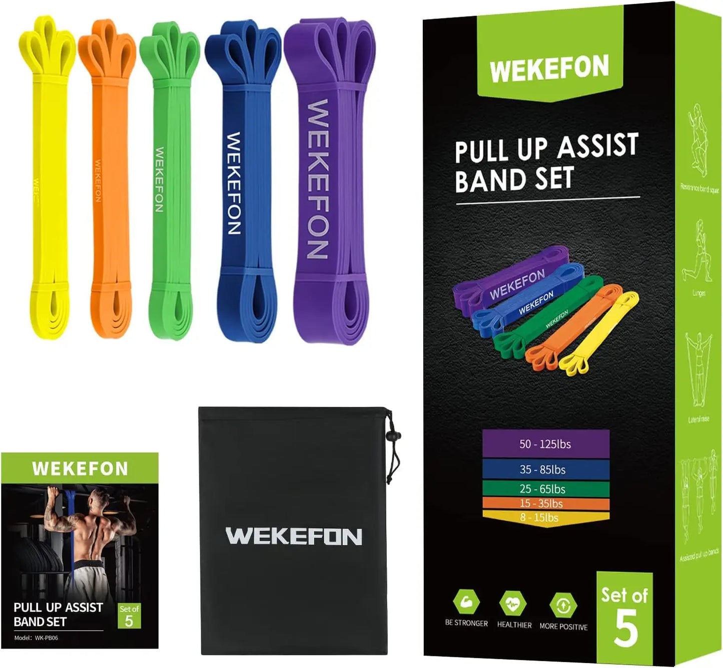 Resistance Bands Set of 5 Pull Up Assist Bands Stretch Resistance Band Mobility Band Powerlifting Exercise Bands for Strength Training