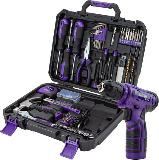 150-Piece Tool Kit with 8V Cordless Drill, Home Repair Essentials