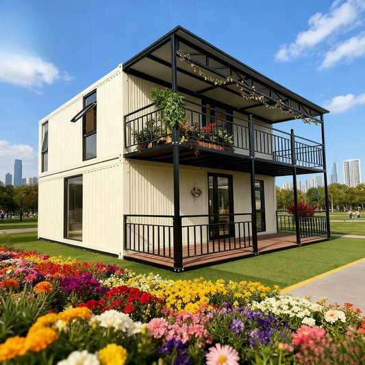 Two Story Mobile Foldable Container House 20ft Expandable Prefab Home with Wheels for Hotel Resort Cabin Outdoor Living