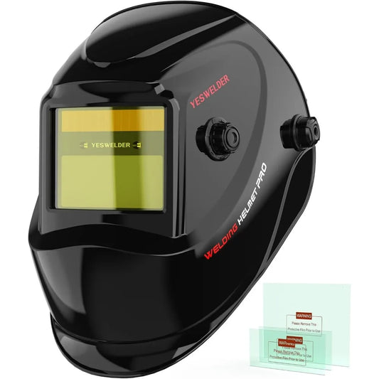 Auto Darkening Welding Helmet with Blue Light Blocking, Solar Powered, Wide Shade 3.5/9-13 for TIG MIG ARC and Grind