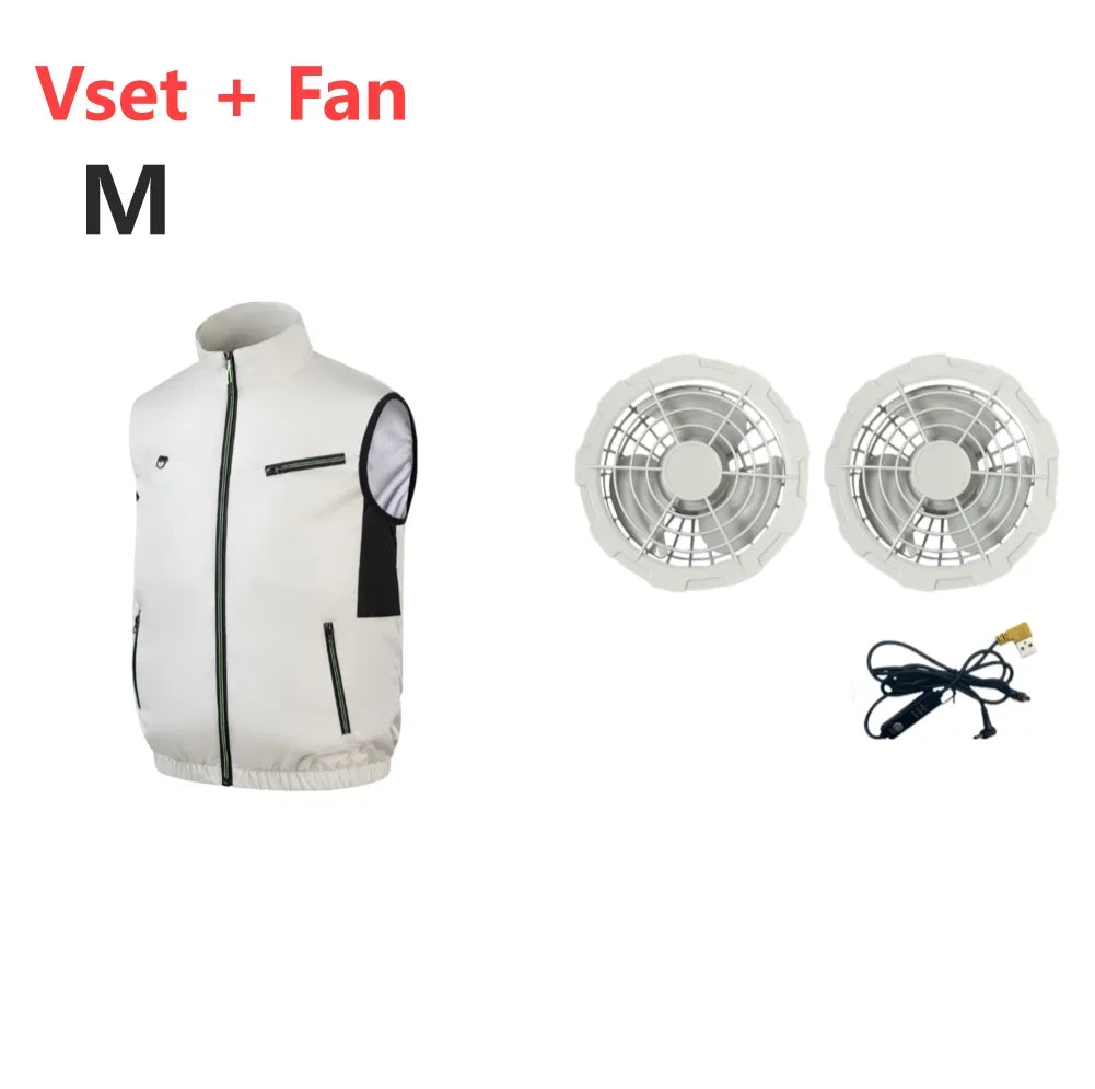 Cooling Vest Ice Fan Vest 3 Gears USB Heat Resistant Air Conditioner Clothes Breathable Wearable Fan Vest for Camping