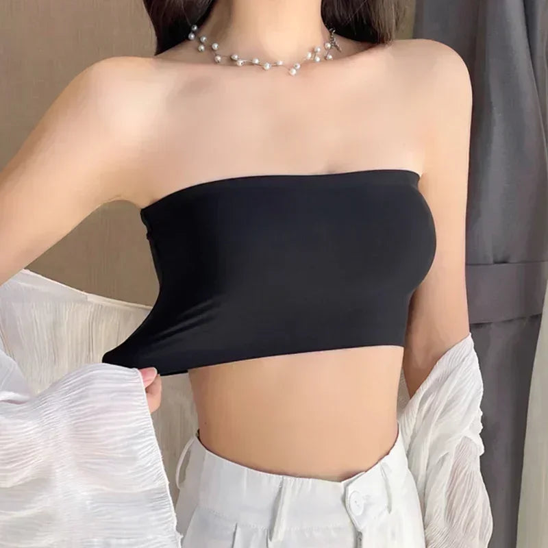 Women Camisole Sexy Solid Bowknot Sling One Piece Camisole Vest Sexy Ruched Trim Crop Tube Top Summer Breathable Women's Tank