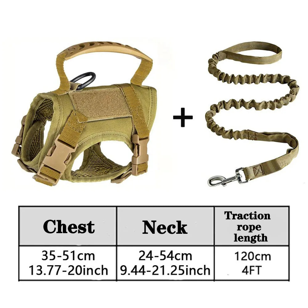 Tactical Cat Dog Harness Leash Adjustable Pet Vest Soft Mesh Training Puppy Straps with Handle for Large Cats