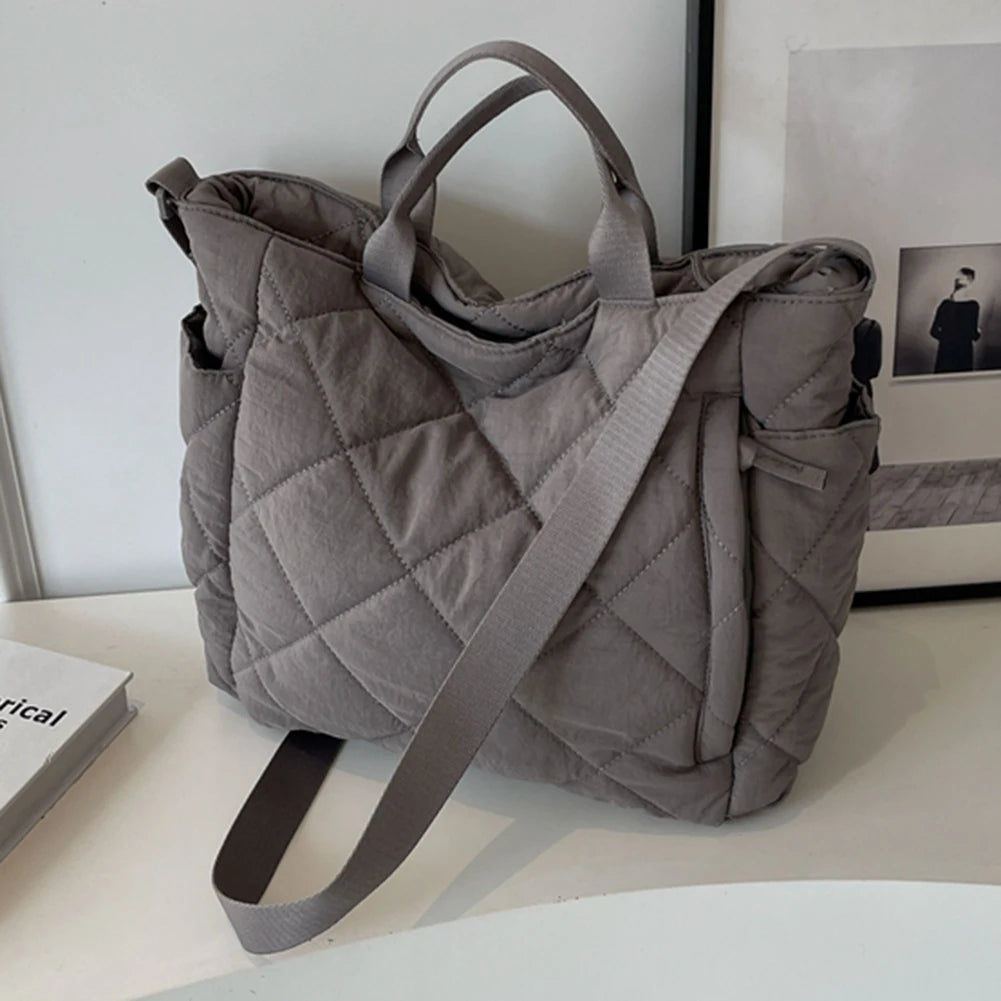 Women Quilted Tote Bag Lightweight Puffer Hobo Handbag Large Capacity Padded Shoulder Bag Satchel Travel Bag Commuting Bag