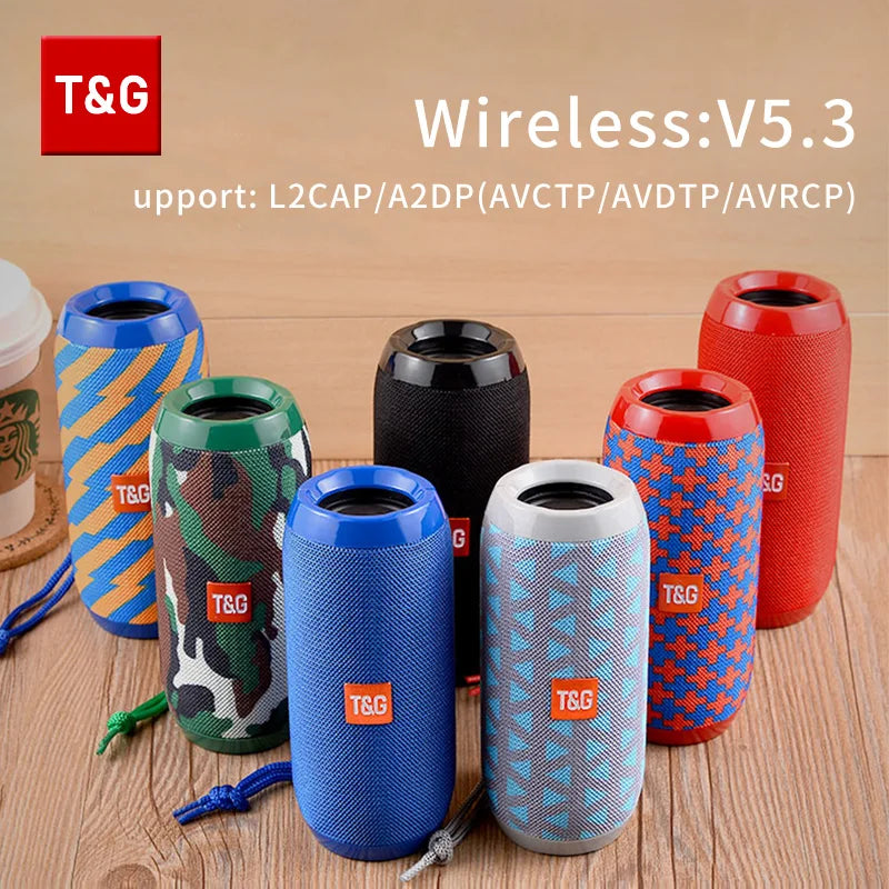 Bluetooth Speaker TG117 Portable TWS Sound Box Waterproof Outdoor Stereo Surround Speaker with TF and FM Radio Support