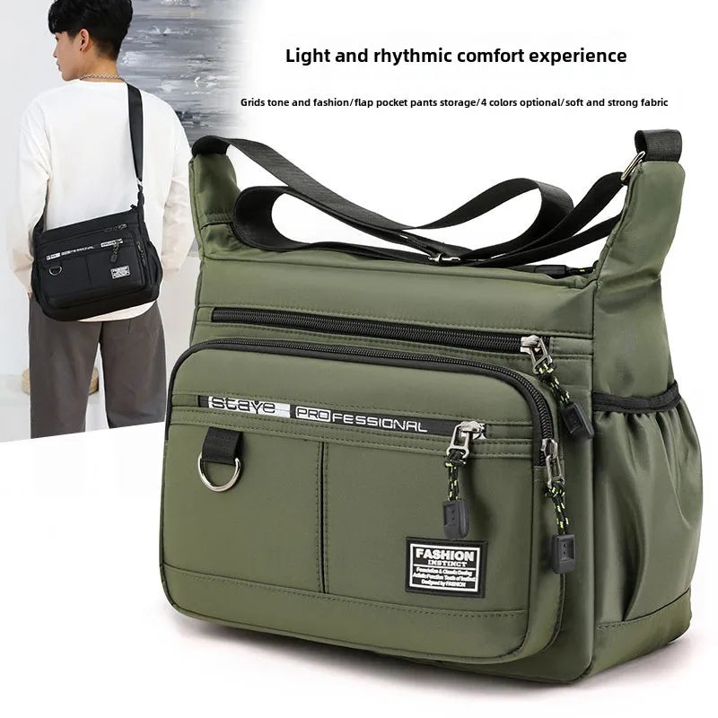Design Oxford Shoulder Bag Large Capacity Men's Casual Multi Layer Pocket Fashion Crossbody Luxury Messenger Bag