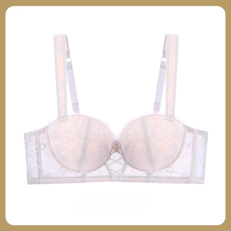 Lace Sexy Hot Bra Woman's Thin Top Up Bra Push-up Big Chest Revealing Small Bra Underwear 70-100 B C D E SWD9097