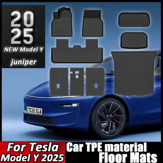 Car Trunk Mat For New Tesla Model Y 2025 Juniper TPE Floor Mats And Cargo Liner All Weather Floor Liner Backrest Mats