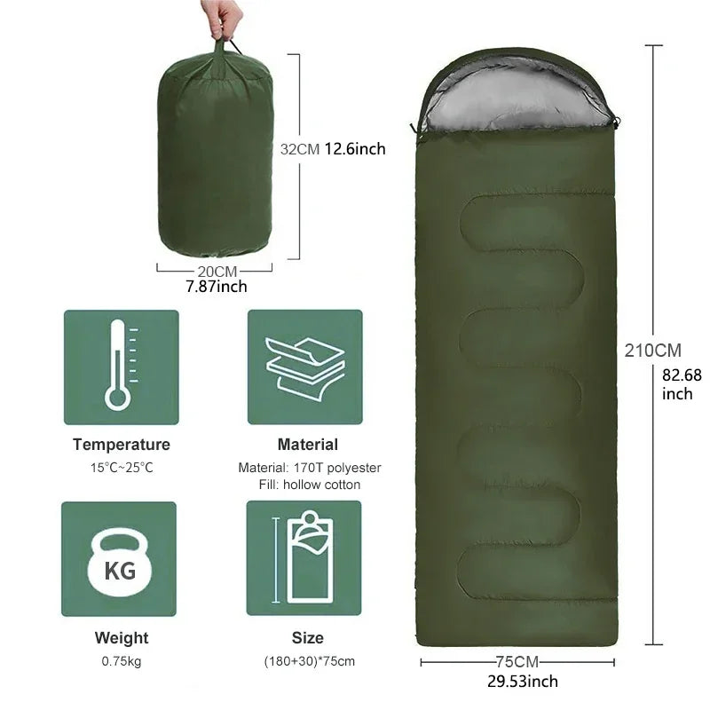 Camping Sleeping Bag Ultralight Waterproof 4 Season Warm Envelope Backpacking Sleeping Bags for Outdoor Travel and Hiking